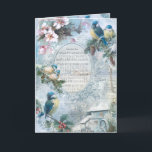 Bluebirds och musiksamlingar i elegant helgkort<br><div class="desc">Utformning av rustik blommigt i elegant med bluebirds i vintage som genomsyras av holly och gräs,  vit ro,  quaint farm med vatten-hjul,  handstil,  hund och vita blommor med "Home Sweet Home"-musik i outplånligt graverad scrolls. Bakgrunden är blek blå himmel med vita moln.</div>