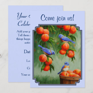 Bluebirds och persikor Blue Inbjudningar