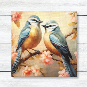 Bluebirds om Blommarna av Tjerrys natur Älskare Canvastryck