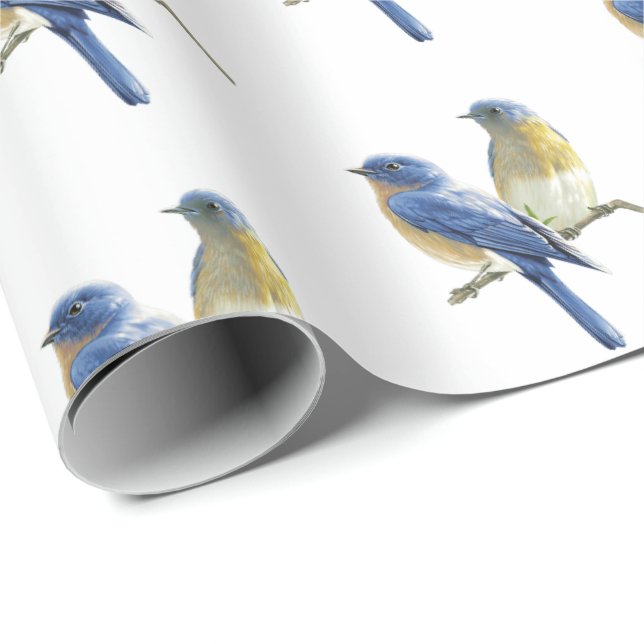 Bluebirds om vitt presentpapper (Rullad Hörn)