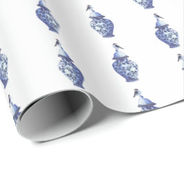 Bluebirds on Ginger Jars Wrapping Paper Presentpapper