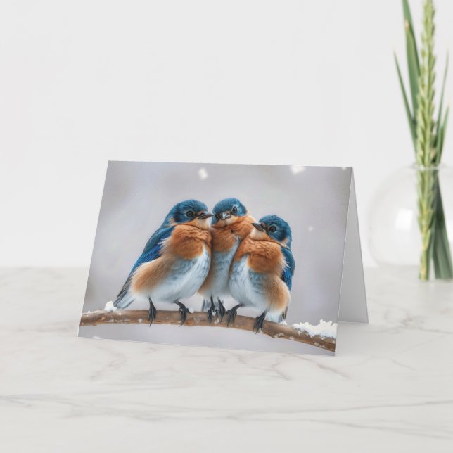 Bluebirds på en vinter Gren Kort (Framsida)