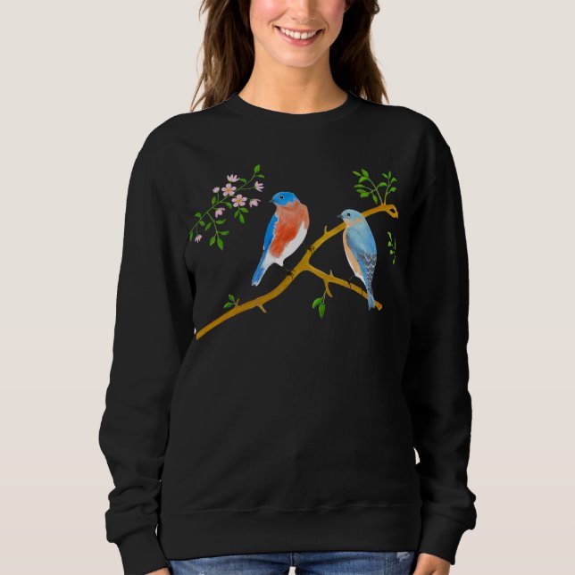 Bluebirds Pair Black Sweatshirt T Shirt (Framsida)
