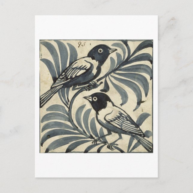 Bluebirds (w/c på papper) vykort (Framsida)