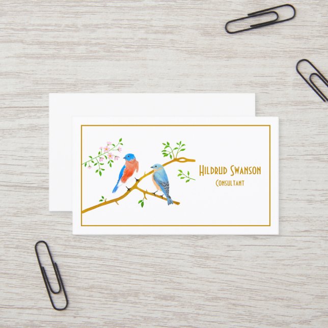 Bluebirds White-Affärskort Visitkort (Fram/Back In Situ)