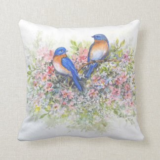 Bluebirdset och blommar kudder kudde