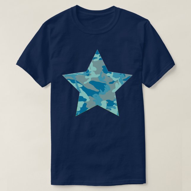 BlueBlast Camo Mönster Star T Shirt (Design framsida)