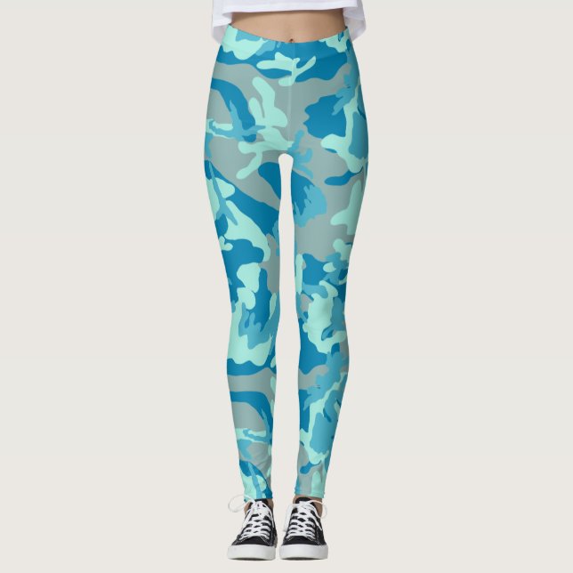 BlueBlast Kamouflage Mönster Leggings (Framsida)