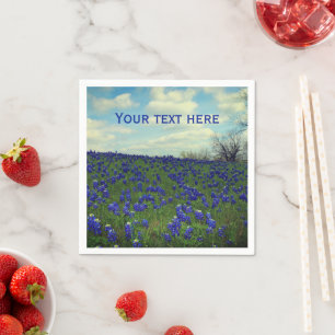 Bluebonnet Blåa blommor Texas Texan Blommigt Napki Pappersservett