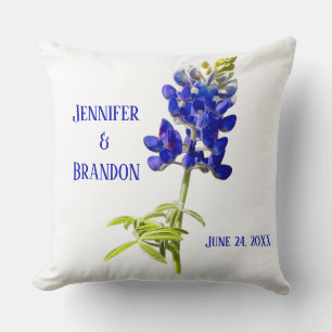 Bluebonnet Blommigt on White, Bröllop Kudde