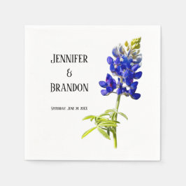 Bluebonnet Blommigt on White, Bröllop Napkins Pappersservett