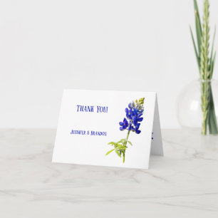 Bluebonnet Blommor på Vit, Bröllop Tack Kort