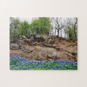 Bluebonnet Flower Blåa blommor Texas Puzzle Pussel