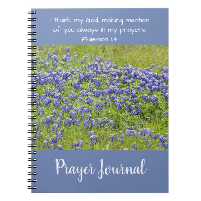 Bluebonnet Flowers Christian Prayer Journal Anteckningsbok (Framsidan)