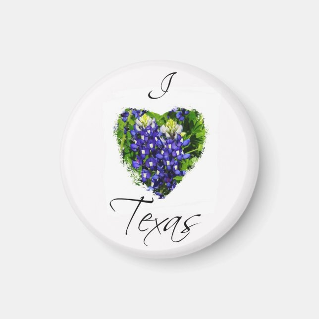 Bluebonnet "I Kärlek Texas" Heart Design Magnet (Framsidan)