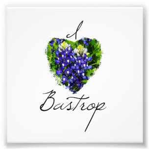 Bluebonnet "kvadrerar jag hjärta Bastrop trycket Fototryck