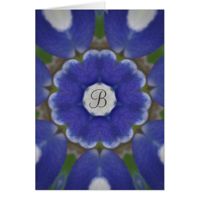 Bluebonnet Monogram Hälsningskort (Framsidan)