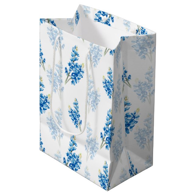 Bluebonnet Mönster Large Gift Bag (Framsidan Vinklad)