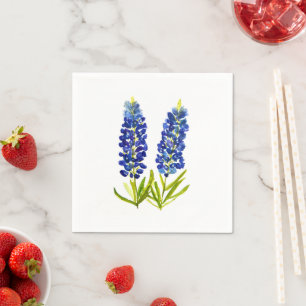 Bluebonnet Texas Blommigt Wildblommor Watercolor Pappersservett
