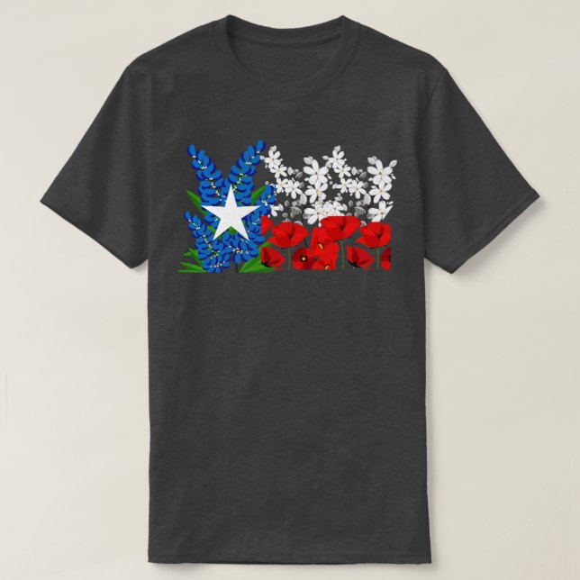 Bluebonnet Texas Flagga TShirt T Shirt (Design framsida)