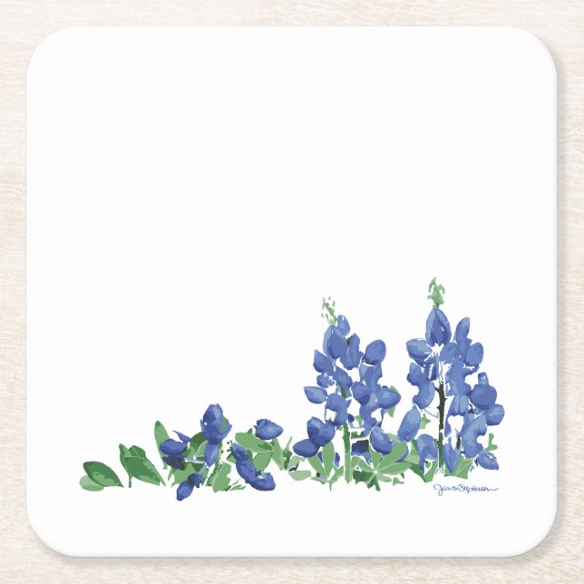 Bluebonnet Vild Flowers, Texas Flowers Underlägg Papper Kvadrat (Framsidan)