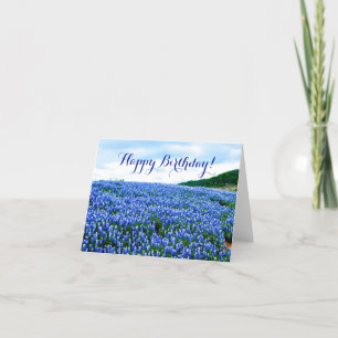 Bluebonnets Blåa blommor Texas Birthday Blommigt Tack Kort