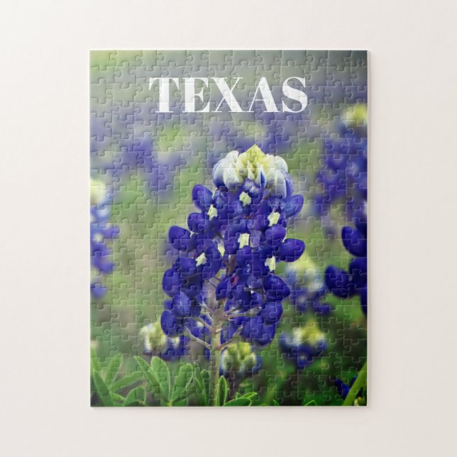 Bluebonnets Blåa blommor Texas Texan Blommigt Pussel (Vertikal)