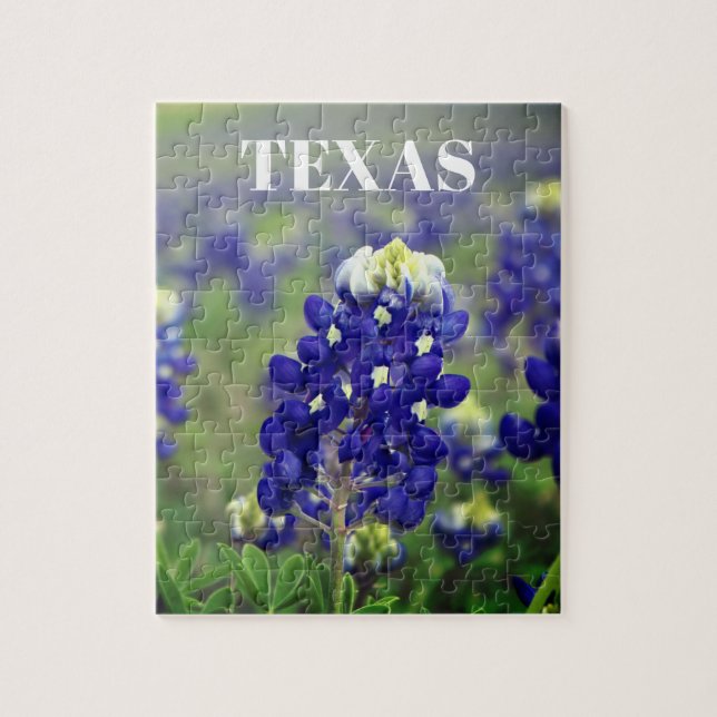 Bluebonnets Blåa blommor Texas Texan Blommigt Pussel (Vertikal)