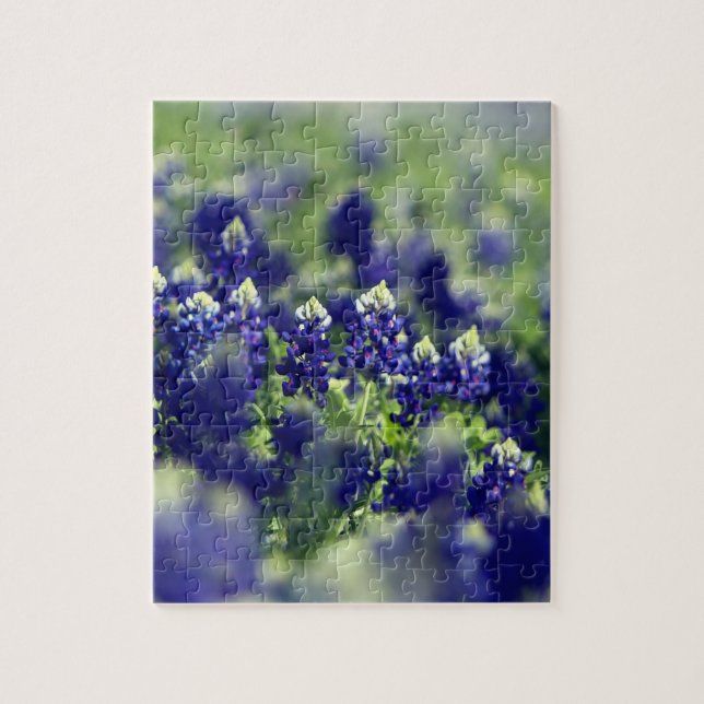 Bluebonnets Blåa blommor Texas Texan Blommigt Pussel (Vertikal)