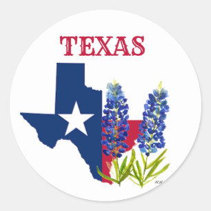 Bluebonnets Blåa blommor Texas Texan State Blommig Runt Klistermärke