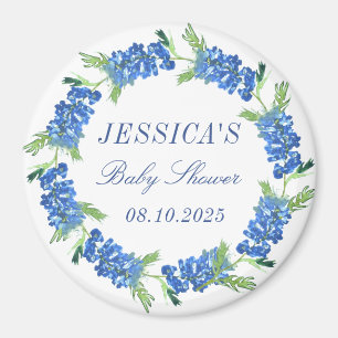 Bluebonnets Blommigt Monogram Bröllop Baby Shower Magnet