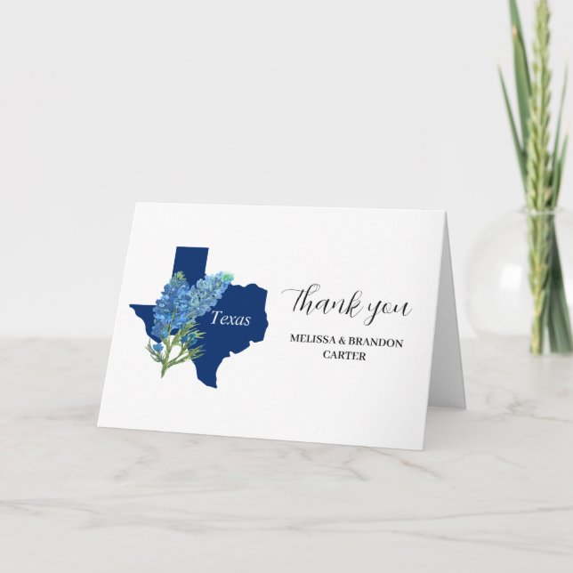 Bluebonnets Blue Blommigt Texas Bröllop Tack Kort (Framsida)