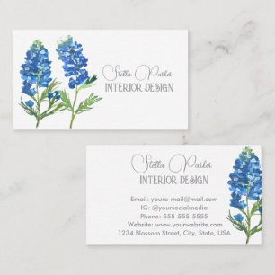 Bluebonnets Elegant Blommig Texas Affärskort Visitkort