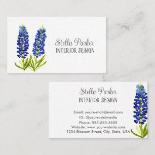 Bluebonnets Elegant Blommig Texas Affärskort Visitkort