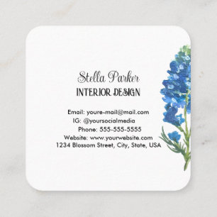 Bluebonnets Elegant Blommigt Texas Affärskort Fyrkantigt Visitkort