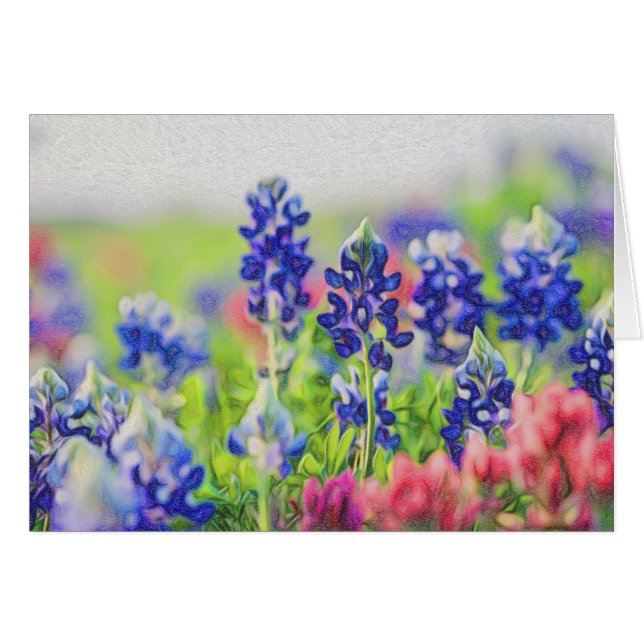 Bluebonnets i krita hälsningskort (Framsidan Horizontal)
