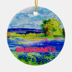 bluebonnets julgransprydnad keramik