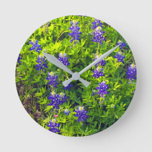 Bluebonnets Texas State Flower Wildblommor Photo Rund Klocka