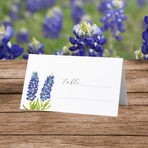 Bluebonnets Watercolor Texas Flower Blommigt Bröll Placeringskort
