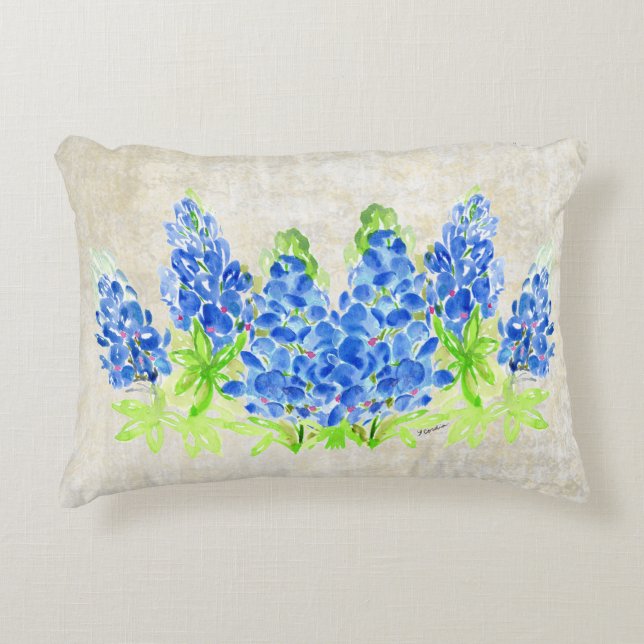 Bluebonnets Wildblommor Pillow Prydnadskudde (Framsidan)