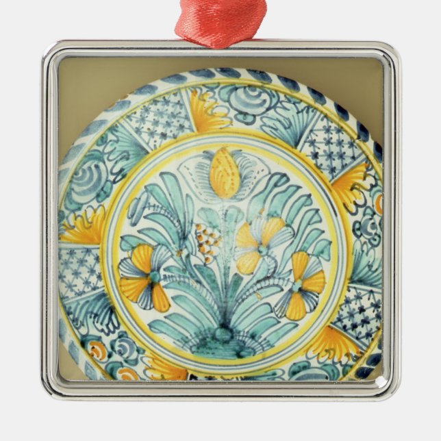 Bluedash Delftware uppladdare, Lambeth krukmakeri Julgransprydnad Metall (Framsidan)