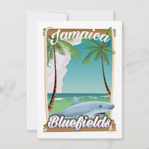 Bluefields, Jamaica semesteravslappning affisch. Inbjudningar