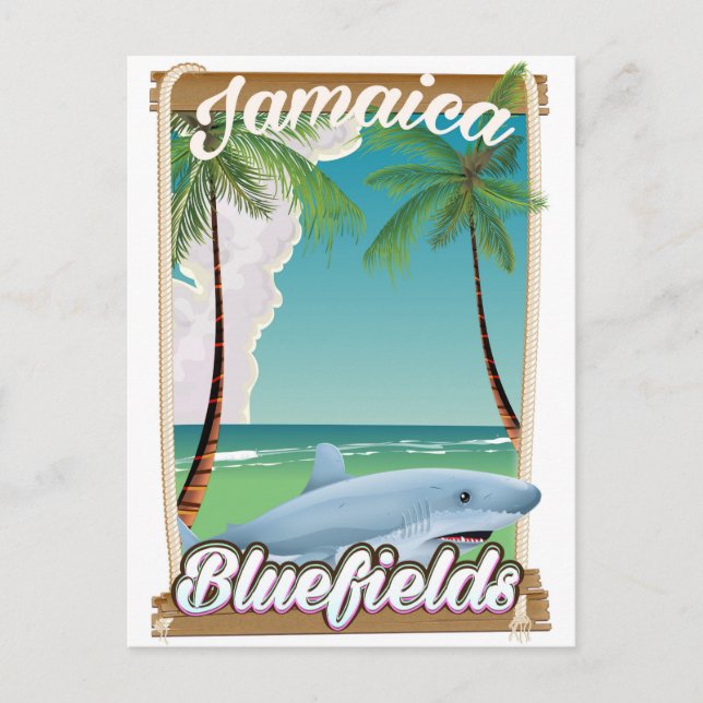 Bluefields, Jamaica semesteravslappning affisch. Vykort (Framsida)