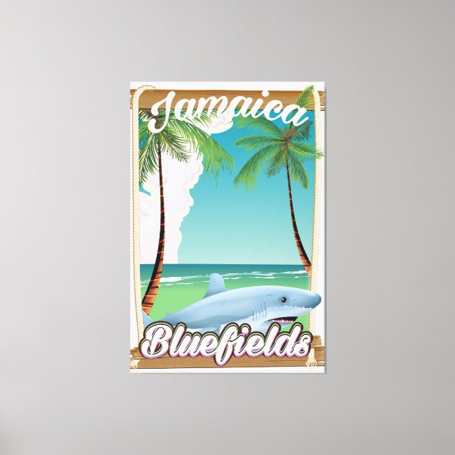 Bluefields, Jamaica semesteravslappningsaffisch. Canvastryck (Framsida)