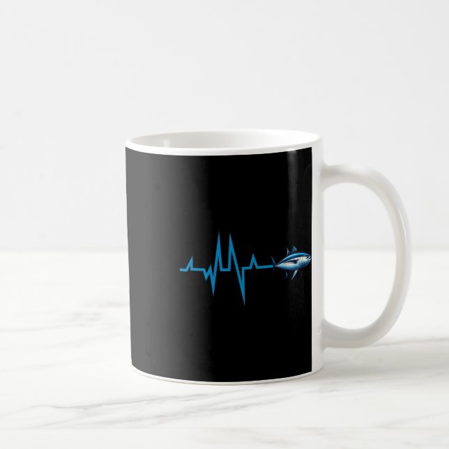 Bluefin Tuna Heartbeat Ekg Pulseline Deep Sea Fish Kaffemugg (Höger)
