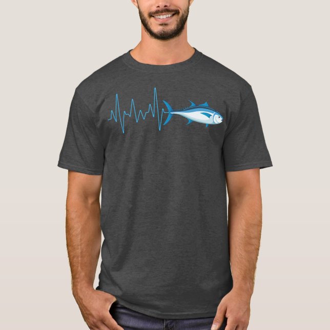 Bluefin Tuna Heartbeat EKG Pulseline Deep Sea T Shirt (Framsida)