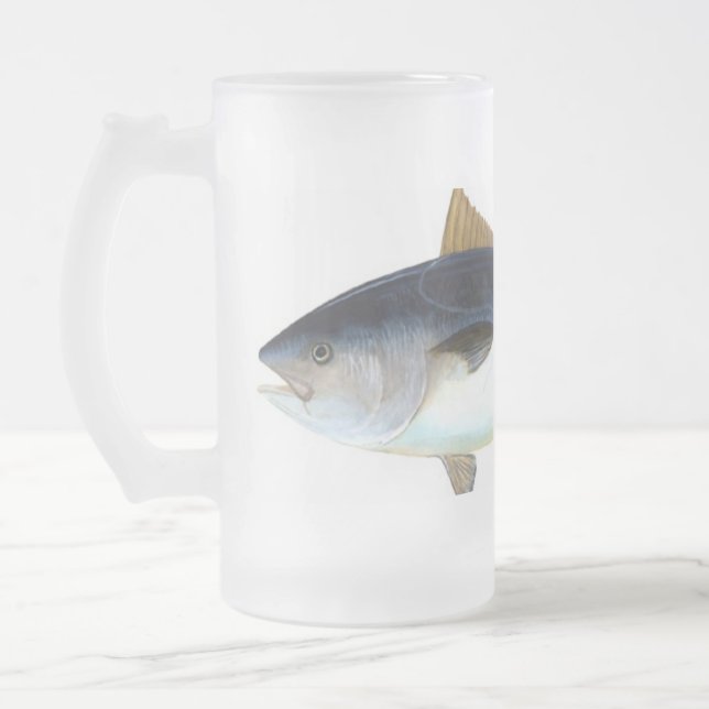 Bluefintonfiskillustration Frostat Ölglas (Vänster)