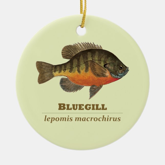 Bluegill Bream Fishing Julgransprydnad Keramik (Framsidan)
