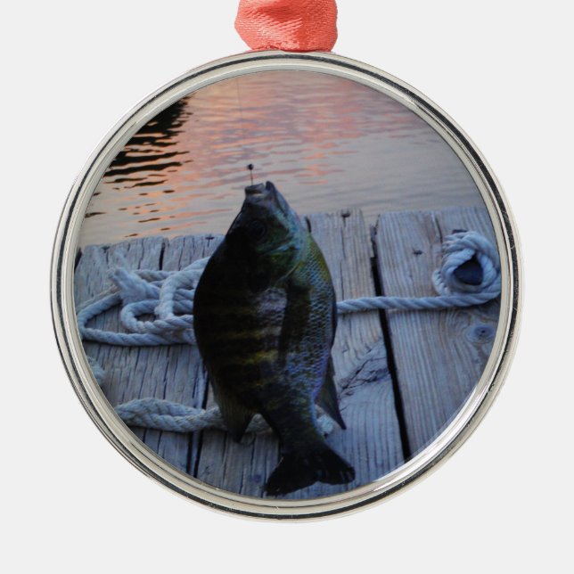 Bluegill vid sunset Sjö Arrowhad Julgransprydnad Metall (Framsidan)