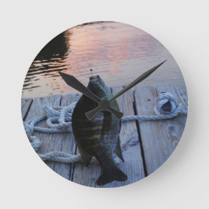 Bluegill vid sunset Sjö Arrowhad Rund Klocka